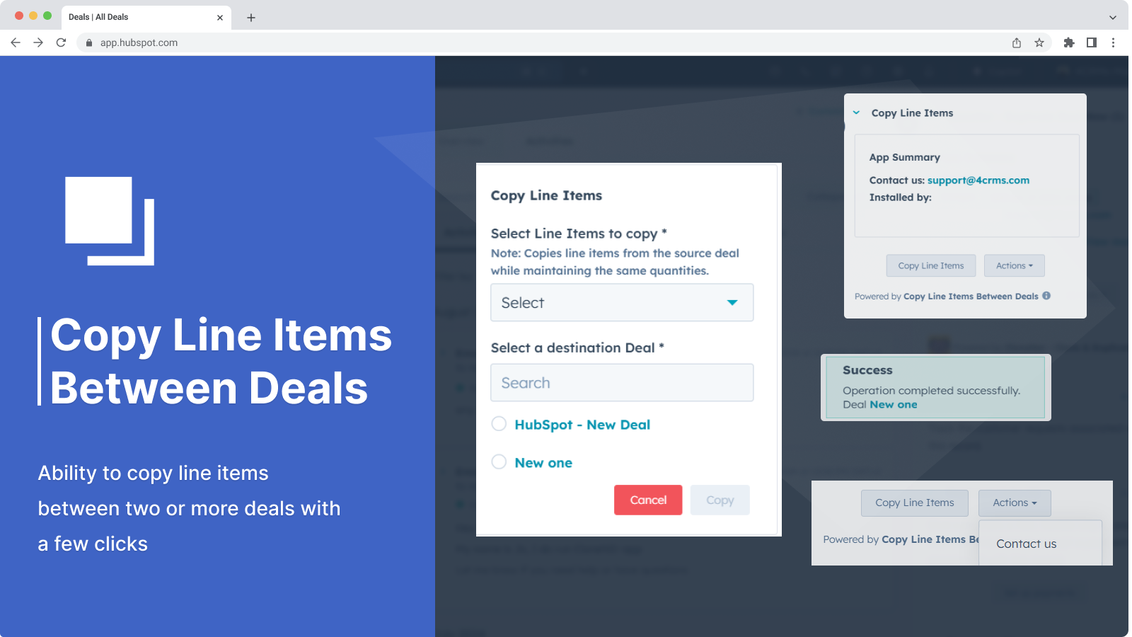 Copy Line Items Between Deals in HubSpot